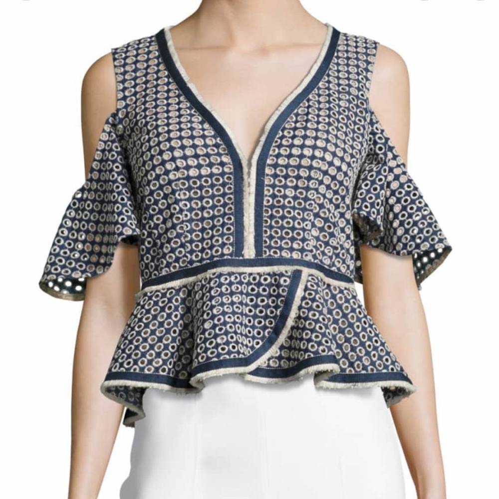 Nanette Lepore Hi Seas Cold Shoulder Eyelet Top